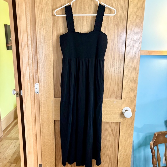Old Navy Women’s Black Cotton Smocked Midi Dress - Size Large - Picture 2 of 7